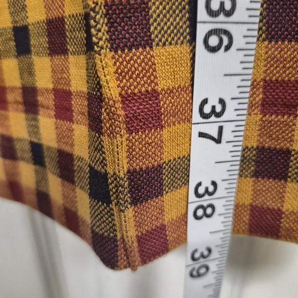 Philosophy Republic Mustard & Burgundy Plaid Flare High Waist Pants Size: M - Picture 10 of 10
